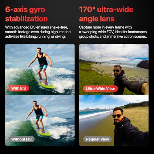 Image of IZI One Pro 5.7k Action Camera | Ultra HD Sony STARVIS Sensor | 20M Body Waterproof | 2 x Battery with 240min Recording | Dual OLED, 6-Axis Gyro Stabilisation | HQ Mic Support | Reels, Vlogs & Bikes