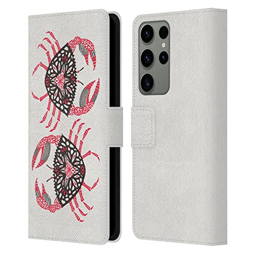 Étui portefeuille Crabe Rose Samsung S23 Ultra au design marin de Cat Coquillette pour l'été