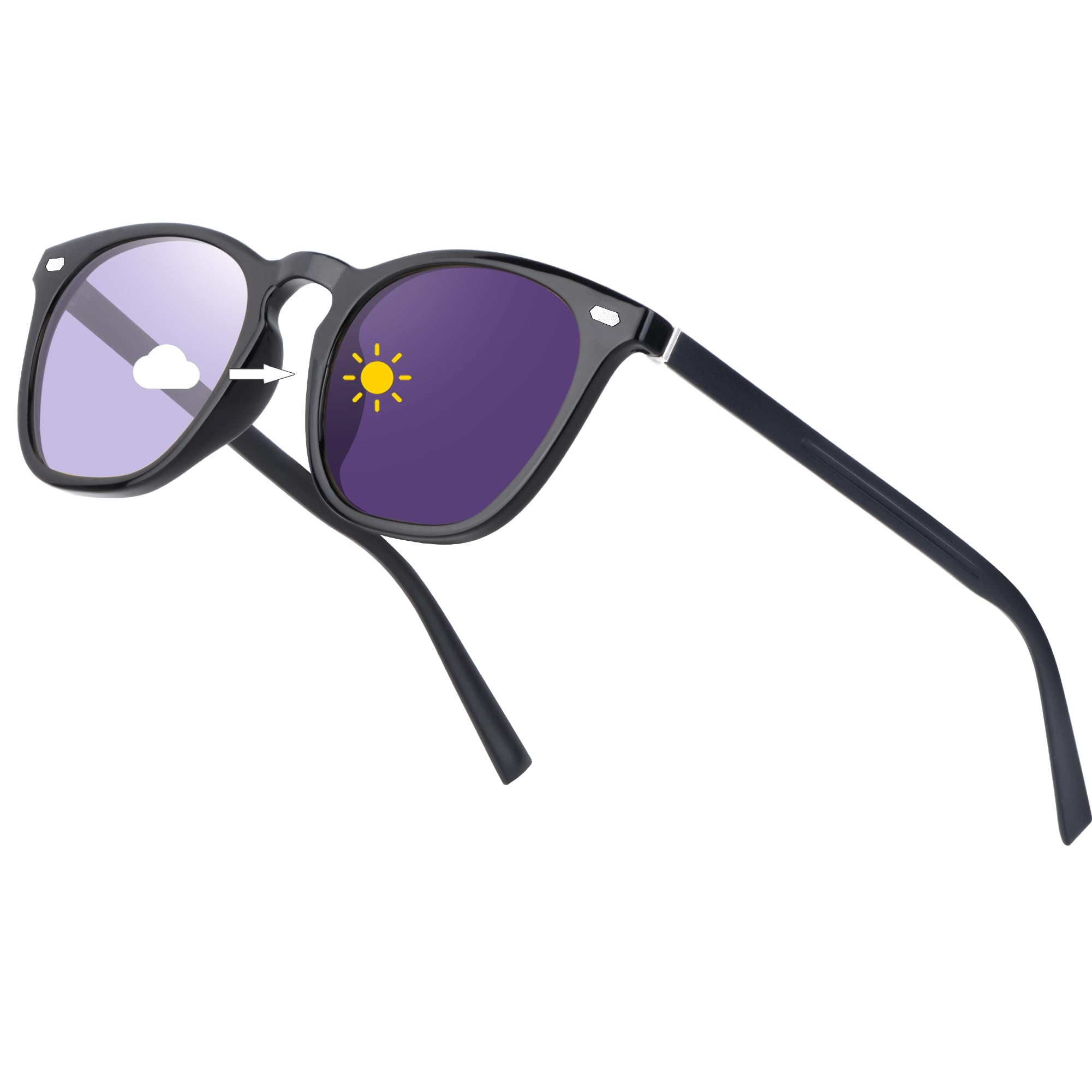 [Uacllcau] 調光 偏光サングラス メンズ レディース - 紫外線カット 色眼鏡 色が変わるサングラス ゴルフ 運転用 釣り ランニング 野球 薄い色 カラーレンズ (色が変わるパープル)