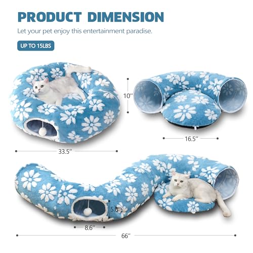 Image of Cute Round Cat Tunnel for Indoor Cats, Blue
