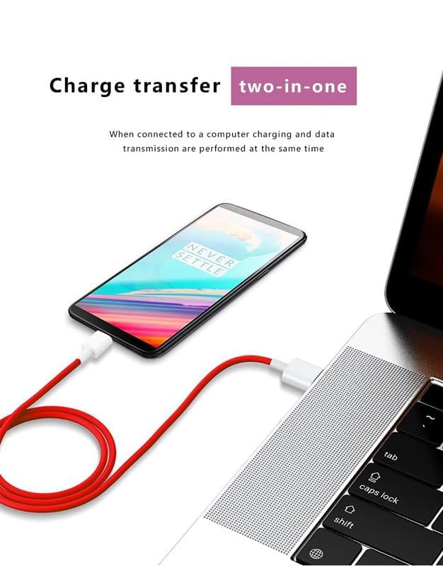 Image of Fast Charging cable Upto 65W Type-C USB Cable Compatible with Xiaomi Redmi 9 Power Original USB Cable|Rapid Quick Dash Warp super vooc Charging Cable Type C (6.5 Amp, 1 Meter /3.2 Feet, RED)