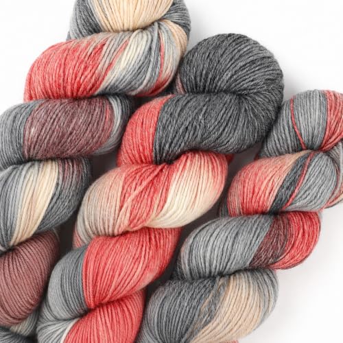 Image of Katech Wool Yarn for Crocheting & Knitting, Sock Cashmere Yarn-Black Red
