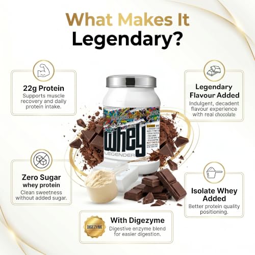 Image of Absolute Nutrition Whey Legender - Moist Chocolate, 1kg, Whey Isolate Protein No Added Preservatives. 22g Protein Per Scoop.