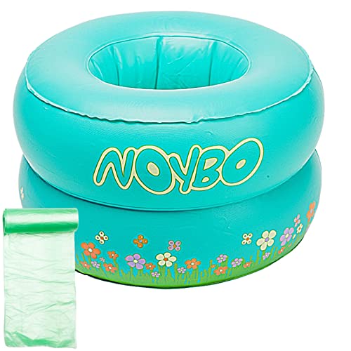 NOYBO Inflatable Portable Travel Potty, Toddler Training Toilet, for Kids Up to 66 lbs (Turquoise)