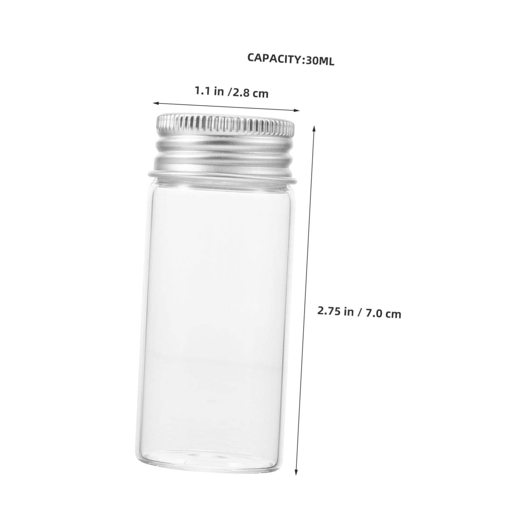 30 Pezzi Mini Provette Vetro Trasparente con Tappo Ermetico Contenitori Sigillati per Polveri e Capsule Barattoli Piccoli per Bomboniere e Laboratorio