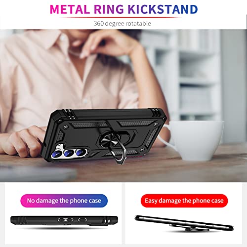 Image of Vaki Cases for Samsung Galaxy S23 Case with Screen Protector [Military Grade Drop] Heavy Duty Rugged Shockproof Protective Cover for Samsung Galaxy S23 5G Phone Case with Ring Kickstand Black