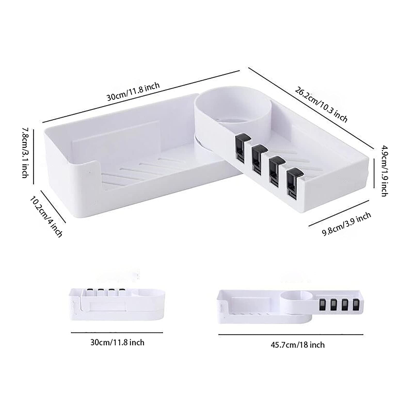 estantes de baño exquisitos Estante de baño montado en la Pared Ducha sin perforación Estante de Ducha con Ganchos Estante Giratorio para Cocina baño Inodoro/Negro