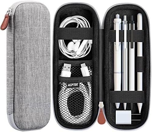 AGPTEK Case Holder for Apple Pencil 2, Premium Carrying Case for Stylus iPad Pro Pen, Pencil, Samsung, Huawei, Apple Pen Accessories, USB Cable, Earphone, Fountain Pen, Gray