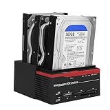 Stacja dokująca SATA HDD, Asixx 2,5 cala 3,5 cala Dual-Bay USB3.0 SATA / IDE stacja dokująca HDD Offline Clone HUB Reader Obsługa M2/MS / TF / SD / MMC / MS / CF / XD Slot(EU)