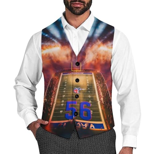 Football Field Men's Suit Vests Business Formal Dress Vest V-Neck Waistcoat for Wedding Casual
