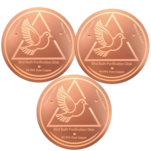 GOHUOX Pure Copper Bird Bath Disk, Water Wiggler for Large Bird Bath Cleaner Safe for Birds Accessories, Universal Fit for Outdoor Ceramic/Concrete/Stone Bowl, Garden Deals (3 pcs)