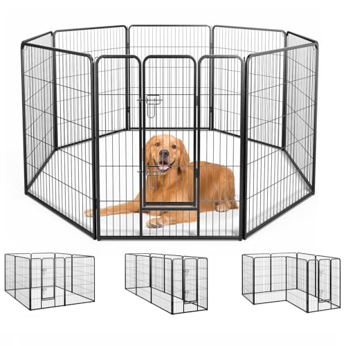 Giantex Dog Playpen Outdoor 40" H - 8 Panels Metal Pet Fence for Large Dogs, 20.5ft Total Length, Heavy Duty Dog Pen Exercise Fence with Door, Portable Dog Fence Outdoor for Yard Garden RV Camping