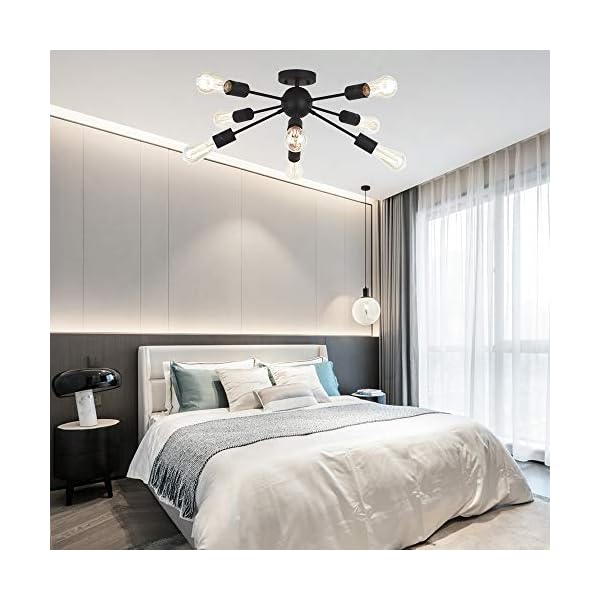 VINLUZ Chandelier Lighting Ceiling Light Sputnik Chandelier Pendant Lighting Industrial Lighting 8 Light Sputnik Ceiling Light Flush Mount Ceiling Light - Image 11