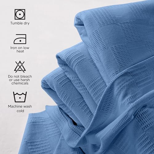 Image of Utopia Bedding 100% Cotton Thermal Blanket Wedgewood Queen Size Soft, Lightweight, Breathable, Cozy Spring and Summer Blankets for Bed, Home Room Decor Gifts for Women and Men (90x90 Inches)