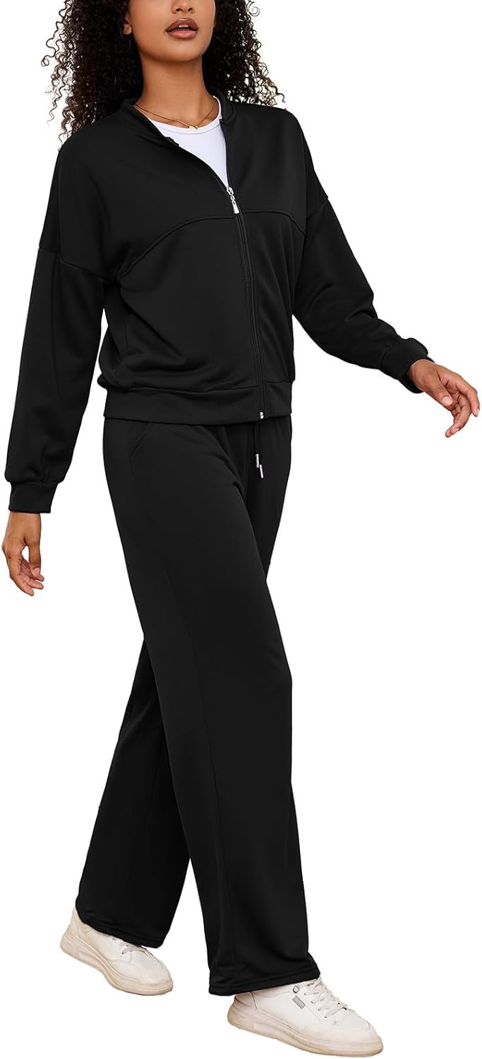 PINSV Women's 2 Piece Outfits Sweatsuits Full Zip Sweatshirts Wide Leg Sweatpant Sets Tracksuits - Image 4