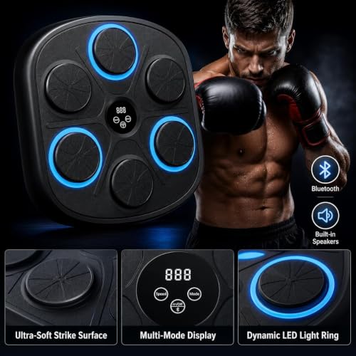 Image of 2026 Intelligent Music Boxing Machine for Adults,Black Music Workout Machine with Smart Display Screen Punching Machine, Electronic Boxing Trainer with Boxing Gloves, for Home Indoor and Gym Exercise