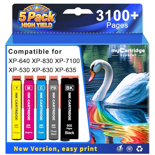 myCartridge SUPRINT Remanufactured Ink Cartridge Replacement for Epson 410 410XL Ink Cartridges 5 Pack Compatible with for Expression XP-7100 XP-640 XP-830 XP-530 XP-630 XP-635 Printer, High Yield