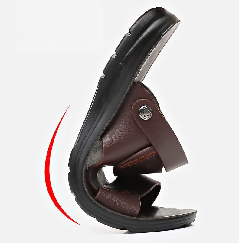 Men's Sandals Comfortable Soft Leather Men Brown Beach Slippers Male Sandalies3