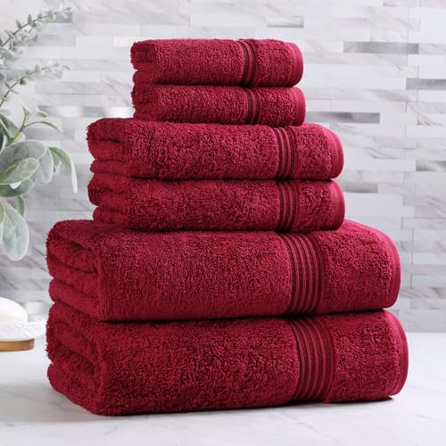 Superior 6-Piece Long-Staple Combed Cotton Towel Set, Burgundy by Superior - Used condition - Image 2