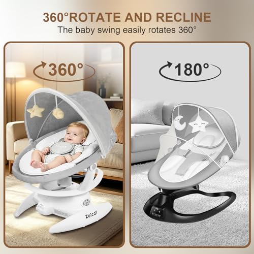 3-in-1 Baby Swing for Infants with Motion Detection, Infant Swing with 5 Speeds & 3 Swing Modes, 12 Lullabies, Electric Swing for Baby, Up to 25 lbs, White - Image 6