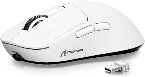 ATTACK SHARK X3 Souris ultraléger 49 g, capteur de jeu PixArt PAW3395, BT/2,4 G sans fil, souris de jeu sans fil/filaire, 26000 DPI, batterie 200 heures, souris de bureau pour Win11/Xbox/PS/Mac (blanc - 1
