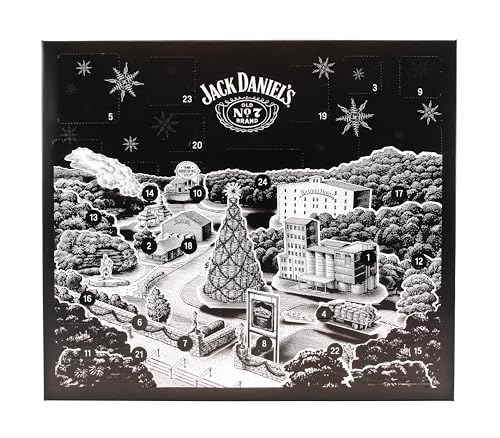Jack Daniels Holiday Coutdown 2025 | Limited Edition Whiskey Gift Set with 18 Miniature Bottles & Exclusive Collectibles | Christmas Alcohol Advent Calendar & Premium Present for Men & Women