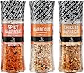 Soeos Spice Seasoning Set of 3, 5.2oz(146g), With Integrated Grinders, Salt and Pepper Grinder Set, Pure and Fresh Perfect for BBQ Seasoning Gift Set, Grilling Spice, Herb, Spice & Seasoning Gifts