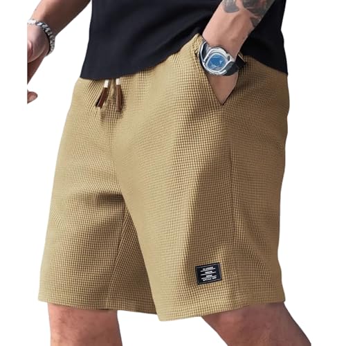 Image of FABRIPPLE Men's Slim Fit Knitted Short for Summer | Stretchable Fabric | Breathable & Lightweight | Casual Lounge Short with Elastic Waistband & Drawstring