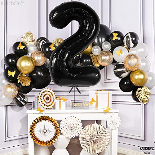 Image of KatchOn Black Number 2 Balloon 40 Inch 2nd Birthday Decorations for Boys
