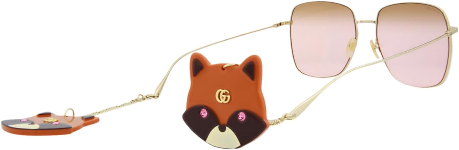 Gucci Square/Rectangle Sunglasses Gold Gold Pink Luxury Eyewear Made In Japan Metal Frame Designer Fashion for Everyday Luxury - Image 5