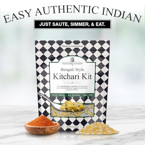 Image of Jain Family Foods - Bengali Kitchari | DIY Indian Meal Kit | Authentic Spices + Yellow Lentils | Plant-Based, Zero Preservatives, Woman-Owned | Easy Steps, Stove or Instant Pot | 3 Meals