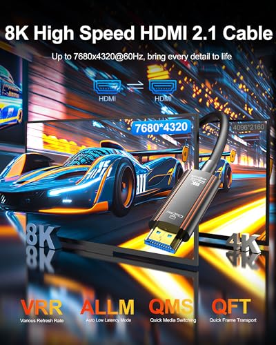 Cable HDMI 2.1 de 8K largo para solucionar interferencias en pantallas HDTV 2