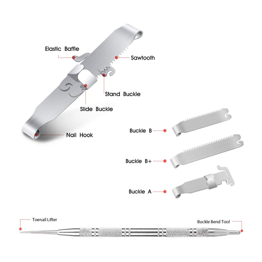 BEZOX 2Pcs Ingrown Toenail Tools, Ingrown Toenail Correction Buckle and Toenail Lifter for