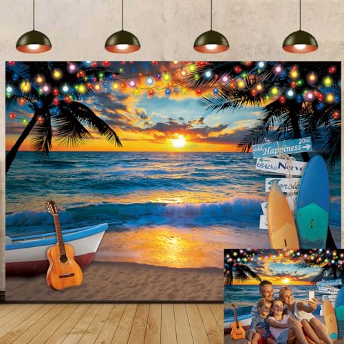 Toile de fond plage d'été 240x180 cm pour décoration de fête