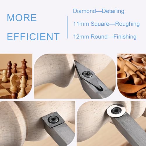 CDBP Mini Carbide Tipped Woodturning Chisels Wood Lathe Tools 3pcs Rougher Detailer Finisher Made of Stainless Steel with Woodhandle and 3pcs Matched Carbide Cutters 4 CDBP Mini Carbide Tipped Woodturning Chisels Wood Lathe Tools 3pcs Rougher Detailer Finisher Made of Stainless Steel with Woodhandle and 3pcs Matched Carbide Cutters - Image 4