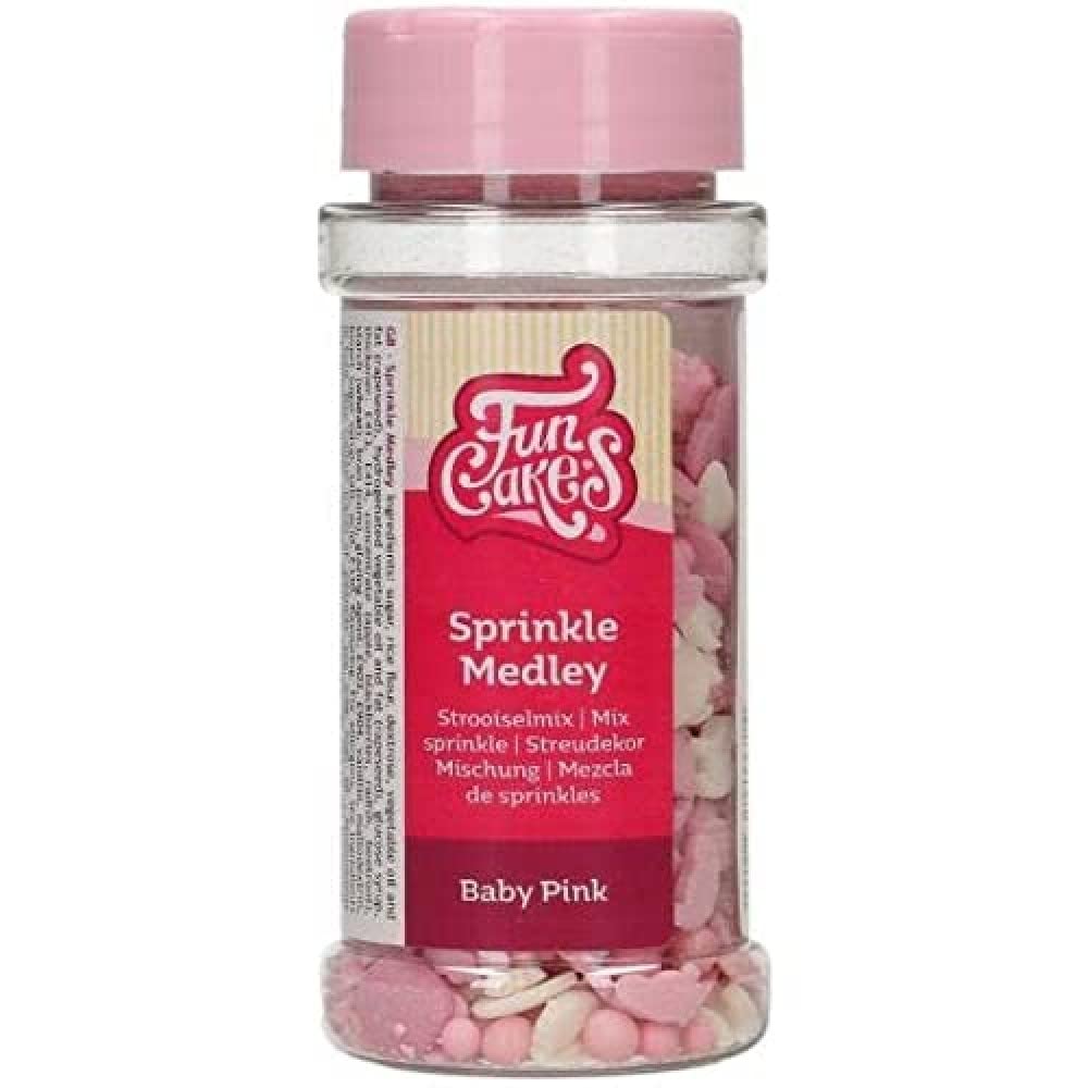 FunCakes Sprinkle Medley Baby Pink, Cake Sprinkles, Good Taste, Great for Decorating Cakes, Cupcakes and Cookies, Sprinkle Mix, 50 g