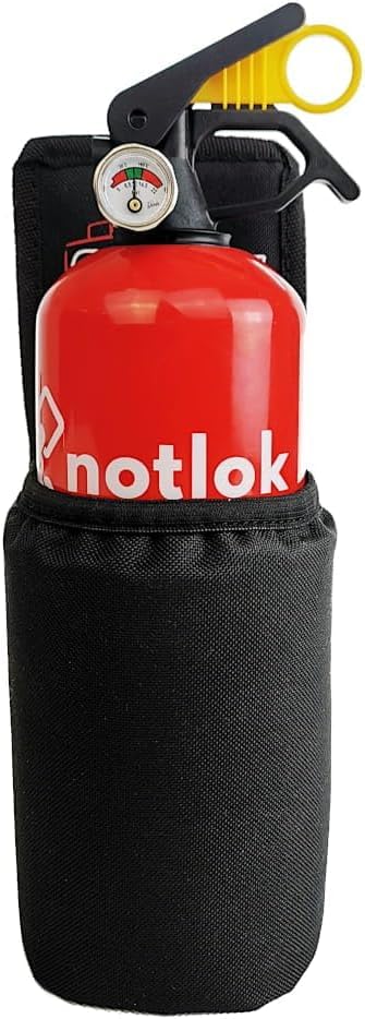 notlok Safety Work – Extintor de Polvo ABC 1kg + Incendios aparatos eléctricos <1000V | Mini Extintors Coche + Soporte autoadherente | Pequeño Extintor Hogar Todo Fuego | Auto, Caravana, Barco