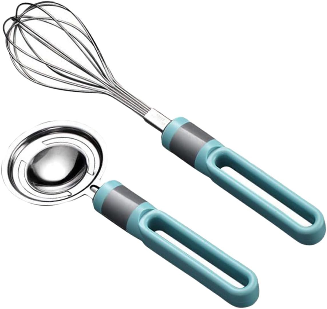 Hemobllo 2sets Hand Whisk Mixer Ergonomic Non Slip Handle for Cooking and Baking Lightweight Eggbeater and Egg Splitter for Blending Mixing and Beating 2pcs*2