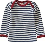 Engel , Baby Unterhemd/Schupfhemd Langarm, 100% kbT Wolle (62/68, Blau Melange/Natur)