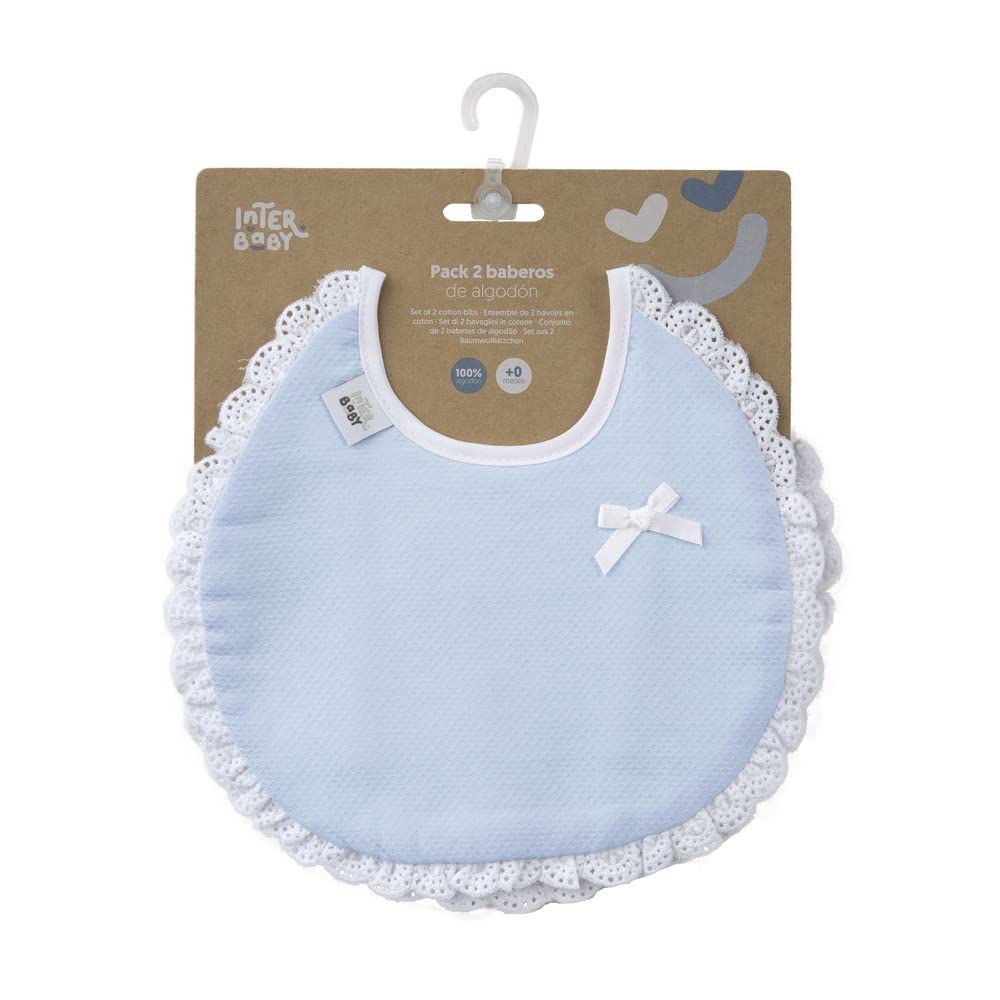 Interbaby Pack of 2 Round Lace Bibs in Pink and Grey