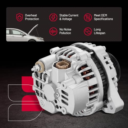 Image of BDFHYK Alternator Compatible with Honda Civic 2001-2005 1.7L l4, Compatible with Acura EL 2001-2005 1.7L l4 Replace 06311-PLM-505RM, 13893, 13893N, 213893, 2-13893, 31100PLMA01, 3341427A, 334-1427A