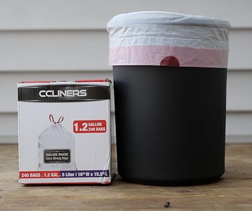 Miniatura 8 de CCLINERS Bolsas de basura pequeñas con cordón blanco de 1.2 galones (240 bolsas), código A, 4.5 litros, bolsas de basura para baño, bolsas de basura