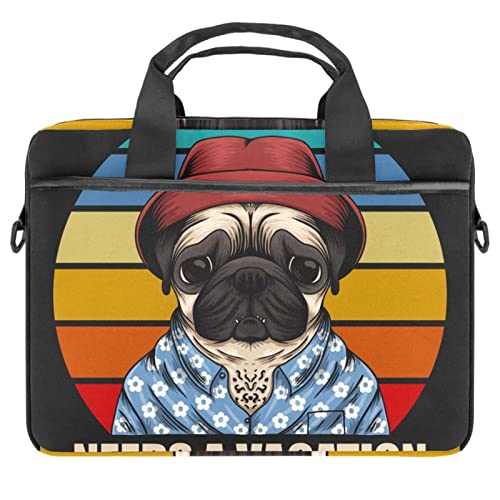 Sac ordinateur portable 13-14.5 pouces à motif carlin multicolore pour sacoche bandoulière