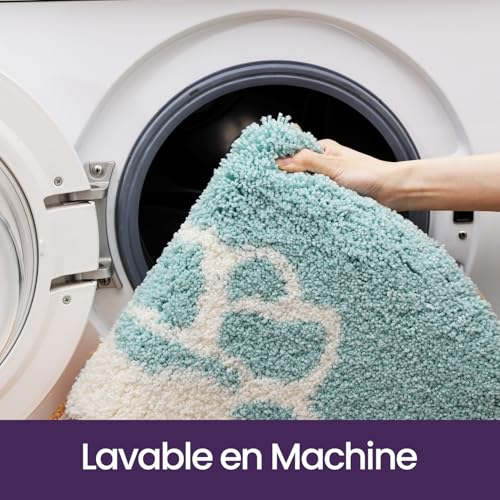 DEXI Tapis de Bain Antidérapant Absorbant Ovale 61x110cm Beige Bleu – vue 6