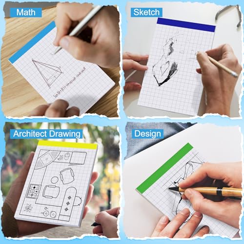 Tenceur Pacote com 8 blocos de papel quadriculado, 10 x 15 cm, blocos de notas pequenos, 30 folhas,