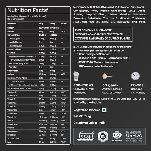 Image of Nutrabay Gold Vital Whey Protein Powder for Beginners with Added Vitamins & Minerals - Muscle Growth & Body Strength - 1kg, Belgian Chocolate | Easy to Digest | 100% Authentic Imported Clean Protein