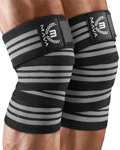 Mava Sports Knee Wraps (Pair) for Men & Women | Ideal for Cross Training, WODs, Gym Workouts, Weightlifting, Fitness & Powerlifting | Knee Straps for Squats | 72