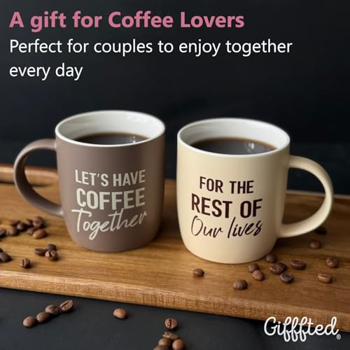 Triple-Gifffted-Lets-Have-Coffee-Together-Coffee-Mug-Set-Engagement-Wedding-Gifts-for-Couple-Bride-and-Groom-Newlywed-Bridal-Shower-His-and-Hers-Mr-and-Mrs-Christmas-Valentines-Ceramic-13Oz Triple Gifffted Lets Have Coffee Together Coffee Mug Set Engagement Wedding Gifts for Couple Bride and Groom Newlywed Bridal Shower His and Hers Mr and Mrs Christmas Valentines Ceramic 13Oz