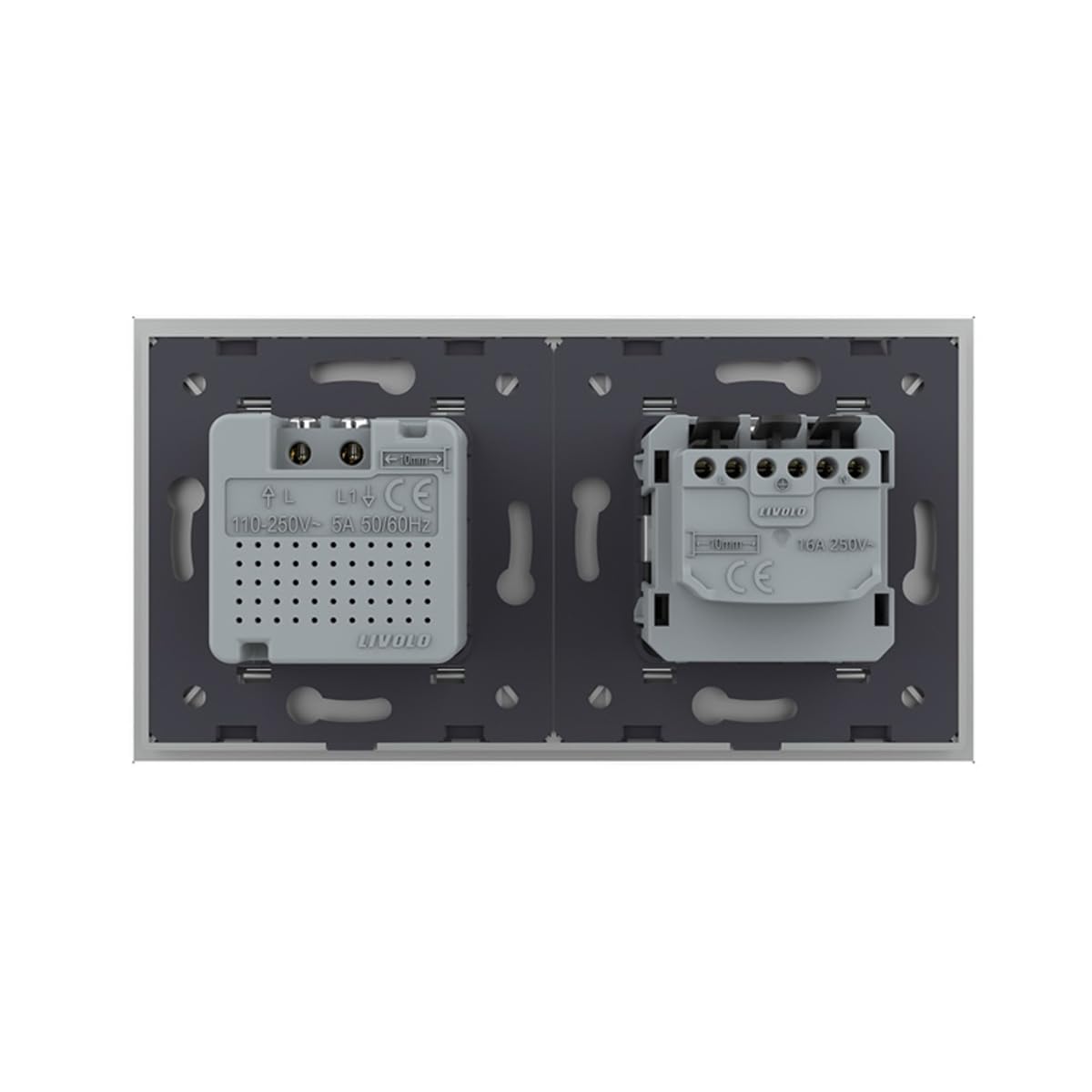 Livolo Steckdose und PIR Bewegungsmelder Sensor mit Touchschalter EIN/Aus automatische Lichtsteuerung bei Bewegung Unterputz Wandmontage Schuko Buchse EU Stecker 2-Fach Glasrahmen