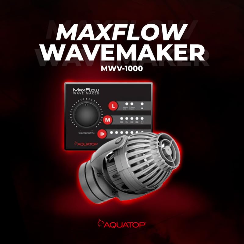 Aquatop MaxFlow MWV-1000 DC Wavemaker Pump with Controller - For 25-55 Gallon Aquariums - Safe for Salt & Freshwater - Energy-Efficient, Low Power Use